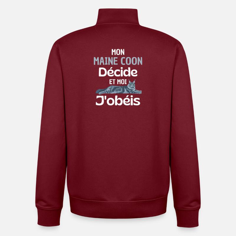 Maine Coon Command You Obey - Unisex Organic Zip Sweatshirt by Stanley/Stella - burgundy