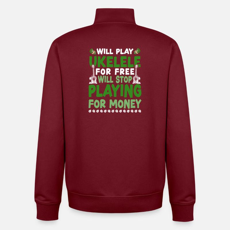 Hawaiian Ukulele Uke Will Play - Unisex Organic Zip Sweatshirt by Stanley/Stella - burgundy