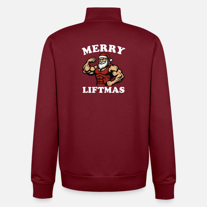 Joyeux Noël, Joyeux Père Noël, Où - Sweat zippé unisexe en coton bio Stanley/Stella - bordeaux
