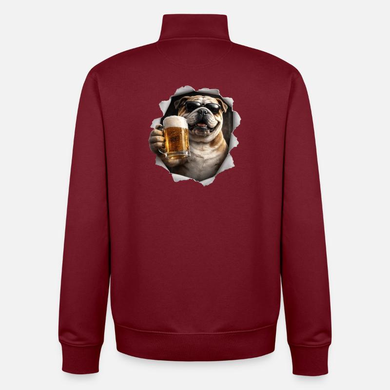 Bière Bouledogue - Sweat zippé unisexe en coton bio Stanley/Stella - bordeaux