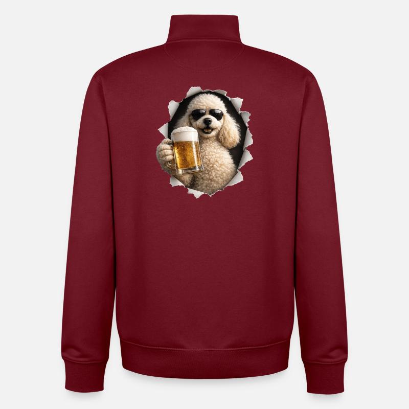 Pudel Bier - Unisex Organic Zip Sweatshirt von Stanley/Stella - Burgunderrot