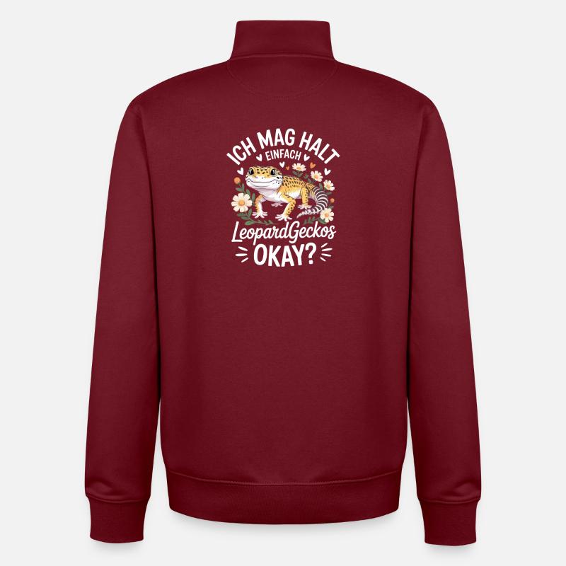 LeopardGecko Charm mit Blüten - Unisex Organic Zip Sweatshirt von Stanley/Stella - Burgunderrot