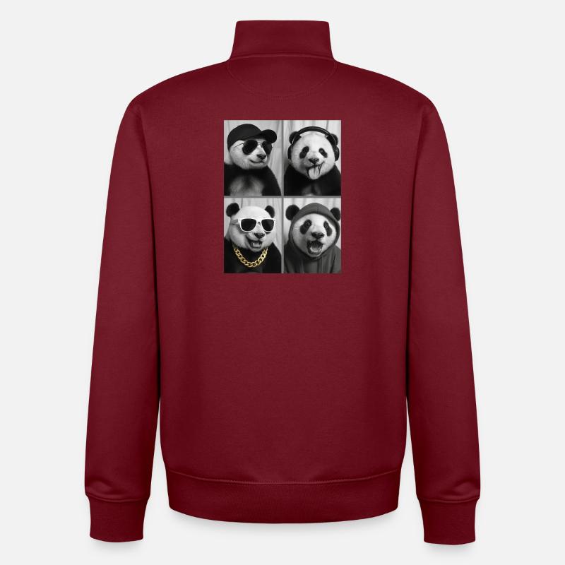 Panda - Sweat zippé unisexe en coton bio Stanley/Stella - bordeaux