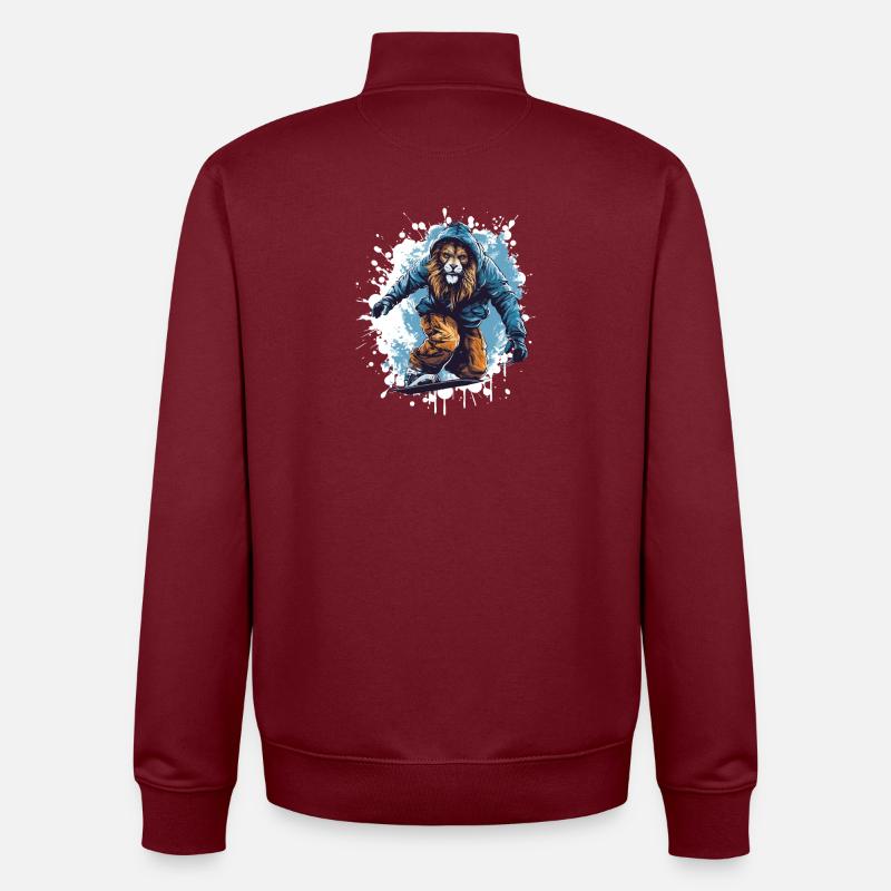 Löwe Snowboard - Unisex Organic Zip Sweatshirt von Stanley/Stella - Burgunderrot