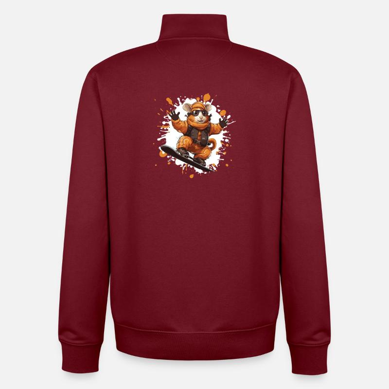Hamster Snowboard - Unisex Organic Zip Sweatshirt von Stanley/Stella - Burgunderrot