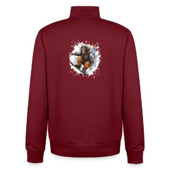 Singe Snowboard - Sweat zippé unisexe en coton bio Stanley/Stella - bordeaux - Dos - AI Model Male 185 dark (185cm)
