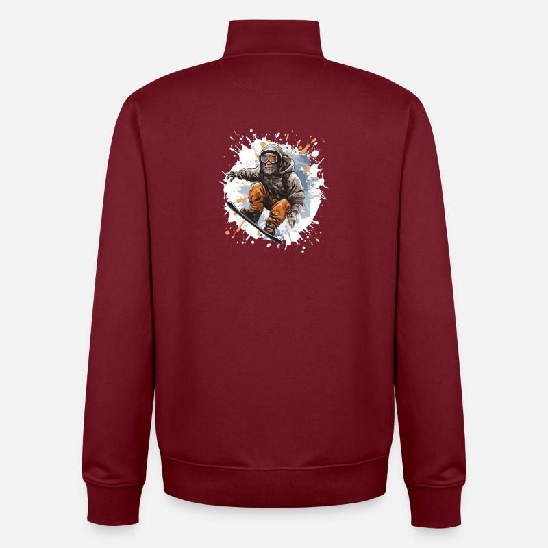 Affe Snowboard - Unisex Organic Zip Sweatshirt von Stanley/Stella - Burgunderrot