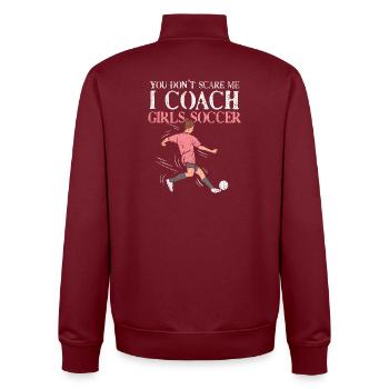 I Coach Girls Soccer Funny Quote Design - Unisex Organic Zip Sweatshirt von Stanley/Stella - Burgunderrot - Hinten - AI Model Male 185 dark (185cm)