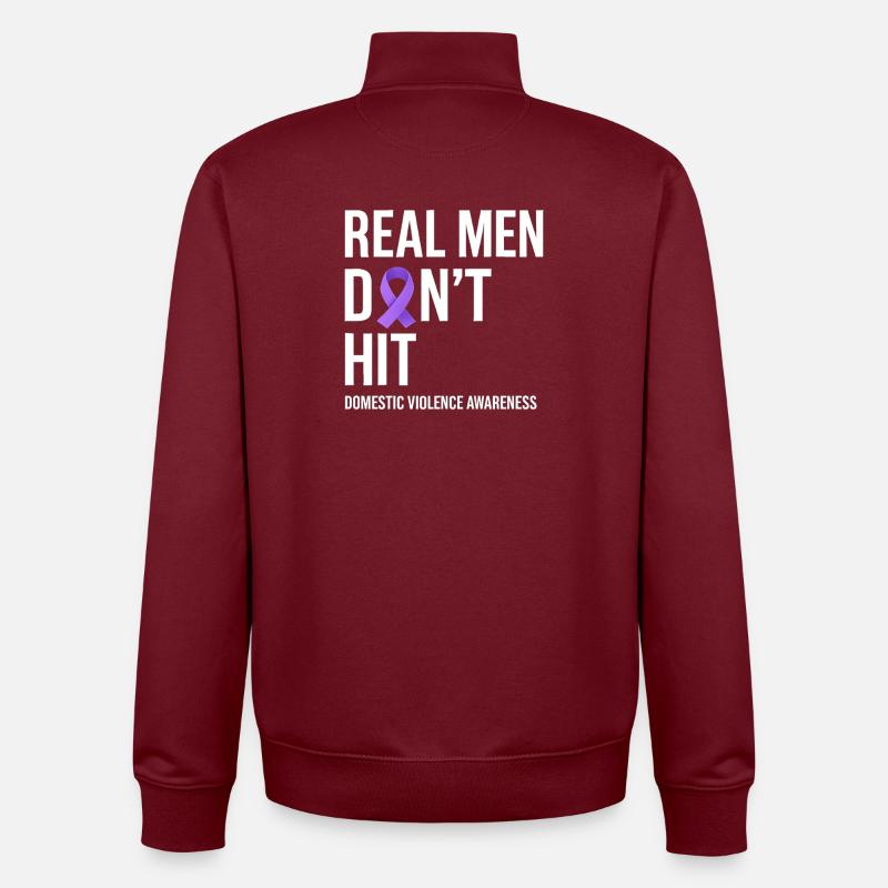 Echte Männer treffen kein Bewusstsein - Unisex Organic Zip Sweatshirt von Stanley/Stella - Burgunderrot