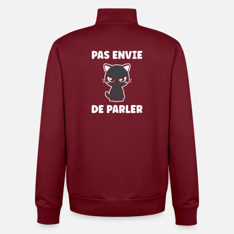Die grummelige Katze will nicht reden - Unisex Organic Zip Sweatshirt von Stanley/Stella - Burgunderrot