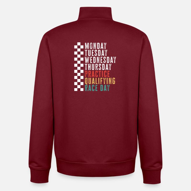 Race Week Schedule: Practice Qualifying Race - Unisex Organic Zip Sweatshirt by Stanley/Stella - burgundy