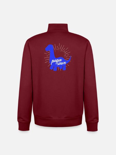 Papasaur T-Rex Dinosaure Paternité Daddysaure - Sweat zippé unisexe en coton bio Stanley/Stella - bordeaux