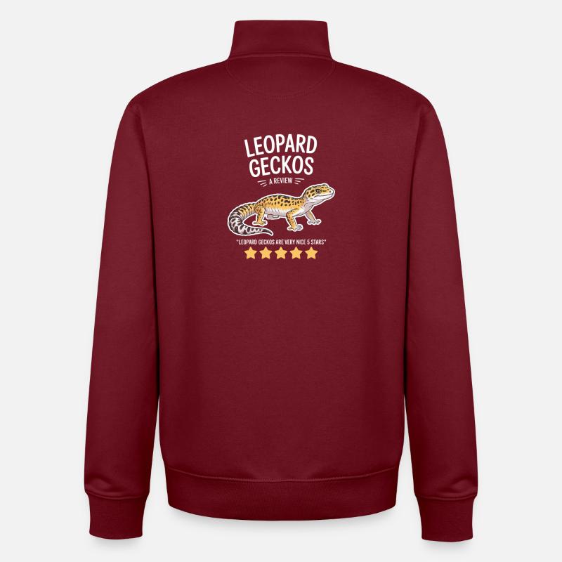 Leopard Gecko Review Tee - Unisex Organic Zip Sweatshirt by Stanley/Stella - burgundy