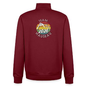 Team Haubau 2026 Builder Builder retro vintage - Unisex Organic Zip Sweatshirt by Stanley/Stella - burgundy - Back - AI Model Male 185 dark (185cm)
