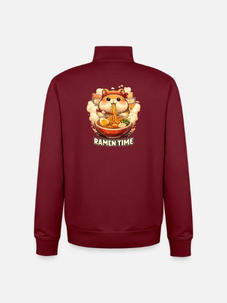 Hamster Ramen Time Kawaii Nudeln - Unisex Organic Zip Sweatshirt von Stanley/Stella - Burgunderrot