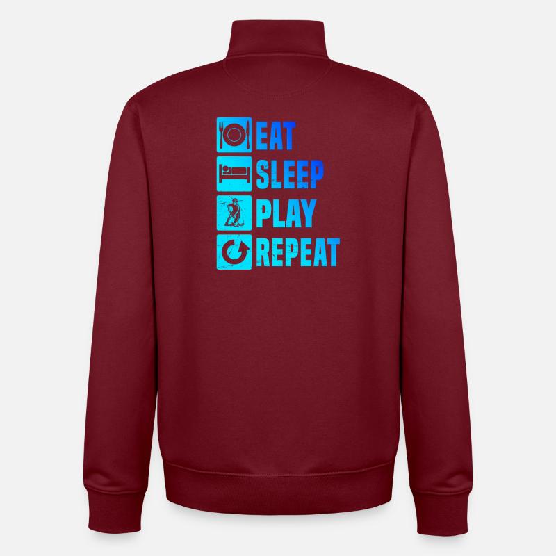 Modernes Floorball Artwork - Unisex Organic Zip Sweatshirt von Stanley/Stella - Burgunderrot