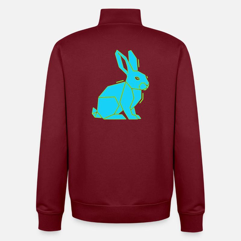 Geometric Bunny Low Poly Modern - Sweat zippé unisexe en coton bio Stanley/Stella - bordeaux