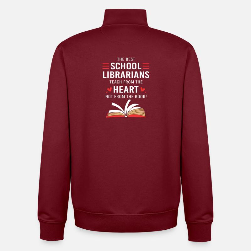 Bookworm Library Reading - Unisex Organic Zip Sweatshirt by Stanley/Stella - burgundy