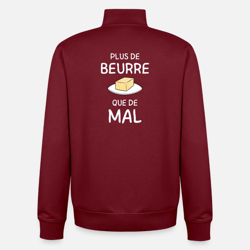 More Butter than Evil - Unisex Organic Zip Sweatshirt by Stanley/Stella - burgundy