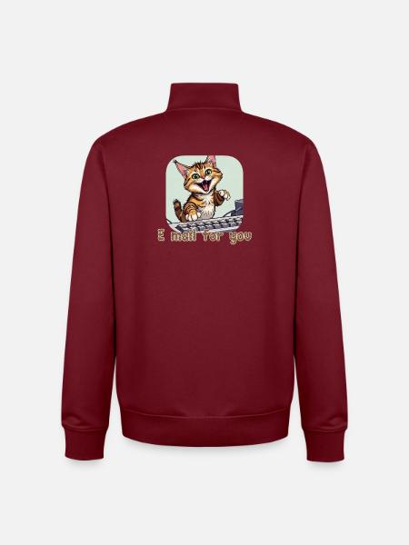 Katzenkomposition: Mailkätzchen am PC - Unisex Organic Zip Sweatshirt von Stanley/Stella - Burgunderrot