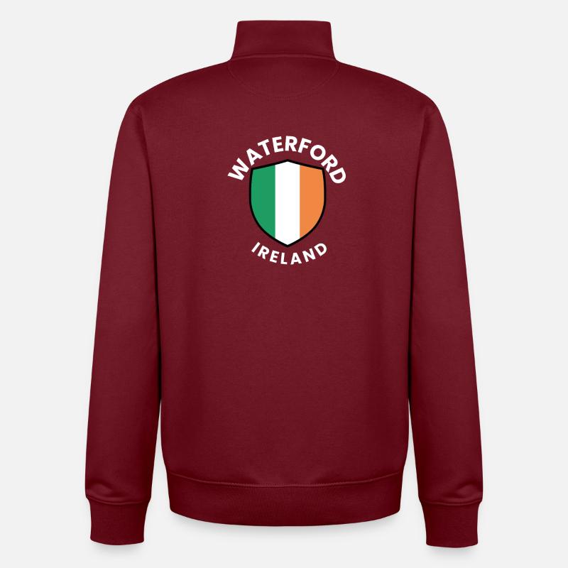 Drapeau irlandais de Waterford - Sweat zippé unisexe en coton bio Stanley/Stella - bordeaux