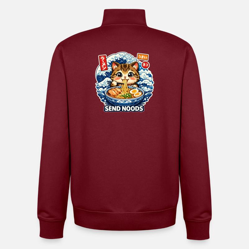 Send Noods Ramen - Unisex Organic Zip Sweatshirt von Stanley/Stella - Burgunderrot