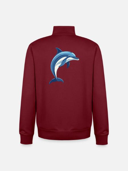 Blauer Delfin springt aus dem Wasser - Unisex Organic Zip Sweatshirt von Stanley/Stella - Burgunderrot