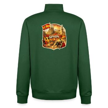 Spain Heritage Collage - Unisex Organic Zip Sweatshirt by Stanley/Stella - bottle green - Back - AI Model Male 185 dark (185cm)
