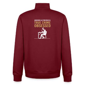 True Crime Krimi - Unisex Organic Zip Sweatshirt by Stanley/Stella - burgundy - Back - AI Model Male 185 dark (185cm)