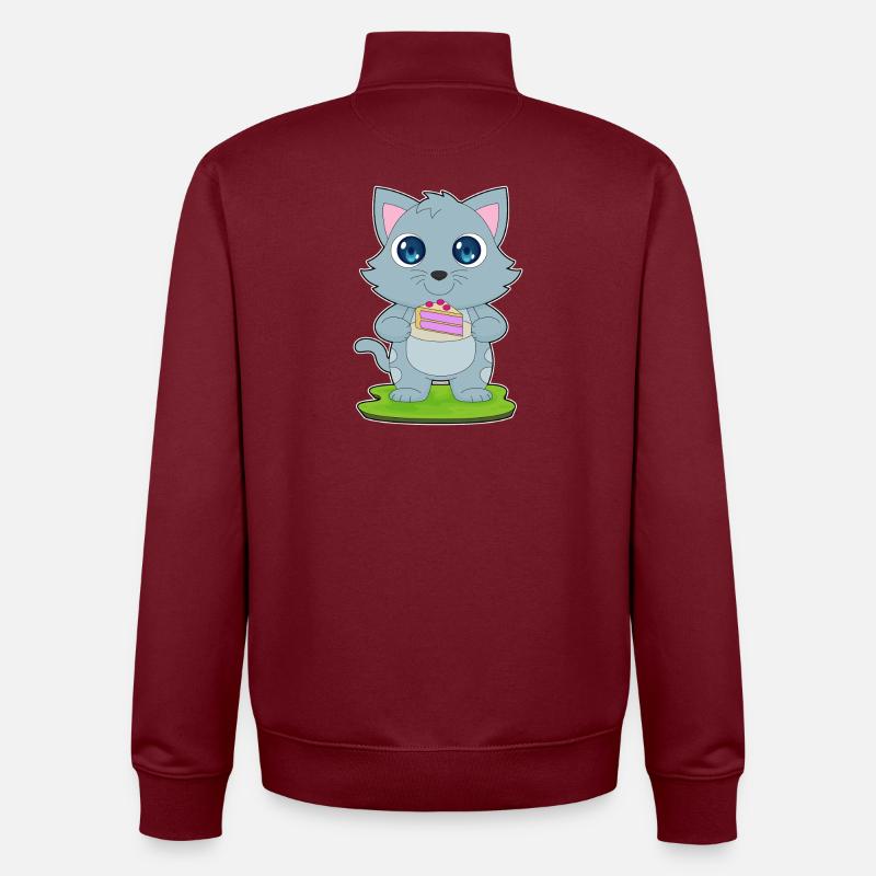 Gâteau au chat - Sweat zippé unisexe en coton bio Stanley/Stella - bordeaux