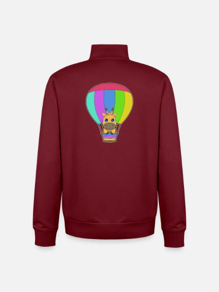 Montgolfière girafe - Sweat zippé unisexe en coton bio Stanley/Stella - bordeaux
