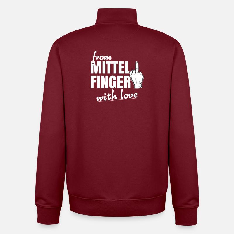 From Mittelfinger with love - Unisex Organic Zip Sweatshirt by Stanley/Stella - burgundy
