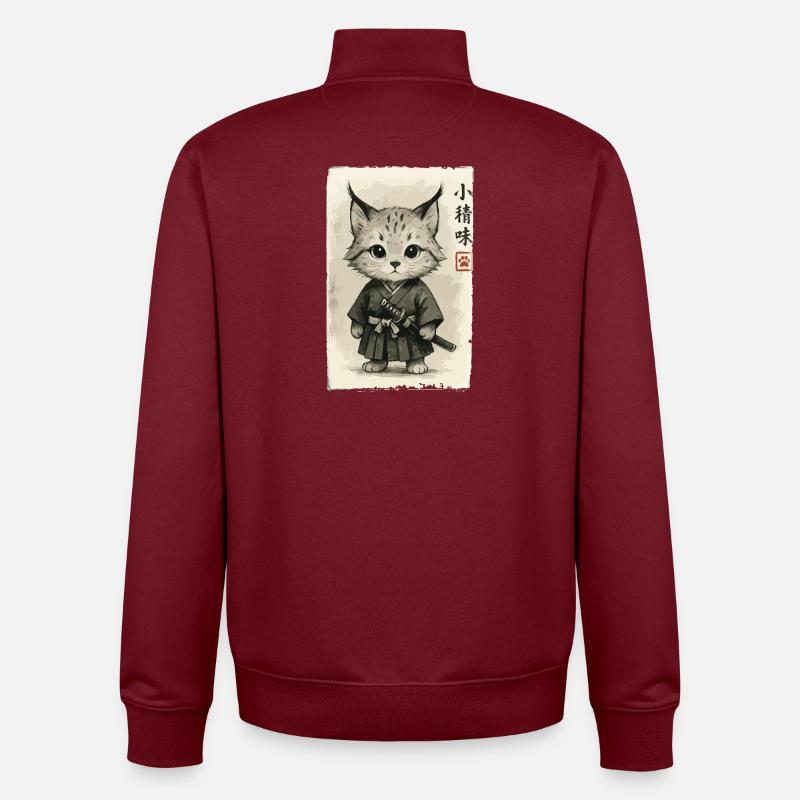 Cats Samurai - Unisex Organic Zip Sweatshirt by Stanley/Stella - burgundy