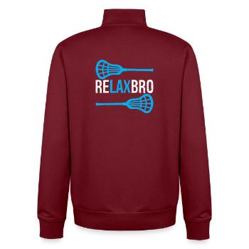 Relax Bro Lacrosse - Unisex Organic Zip Sweatshirt by Stanley/Stella - burgundy - Back - AI Model Male 185 dark (185cm)
