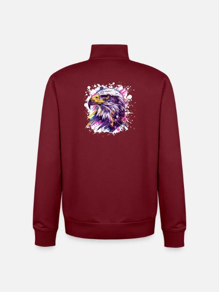 Farbexplosion Adlerkopf Kunst - Unisex Organic Zip Sweatshirt von Stanley/Stella - Burgunderrot