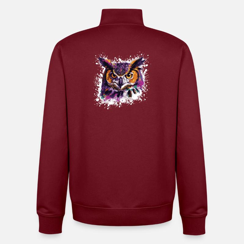 Eule Tier Nachteule - Unisex Organic Zip Sweatshirt von Stanley/Stella - Burgunderrot