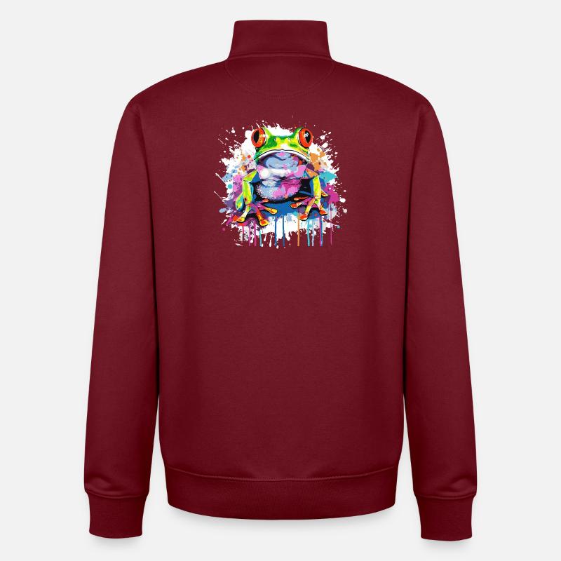 Graffiti Frog Pop Art Print - Unisex Organic Zip Sweatshirt by Stanley/Stella - burgundy
