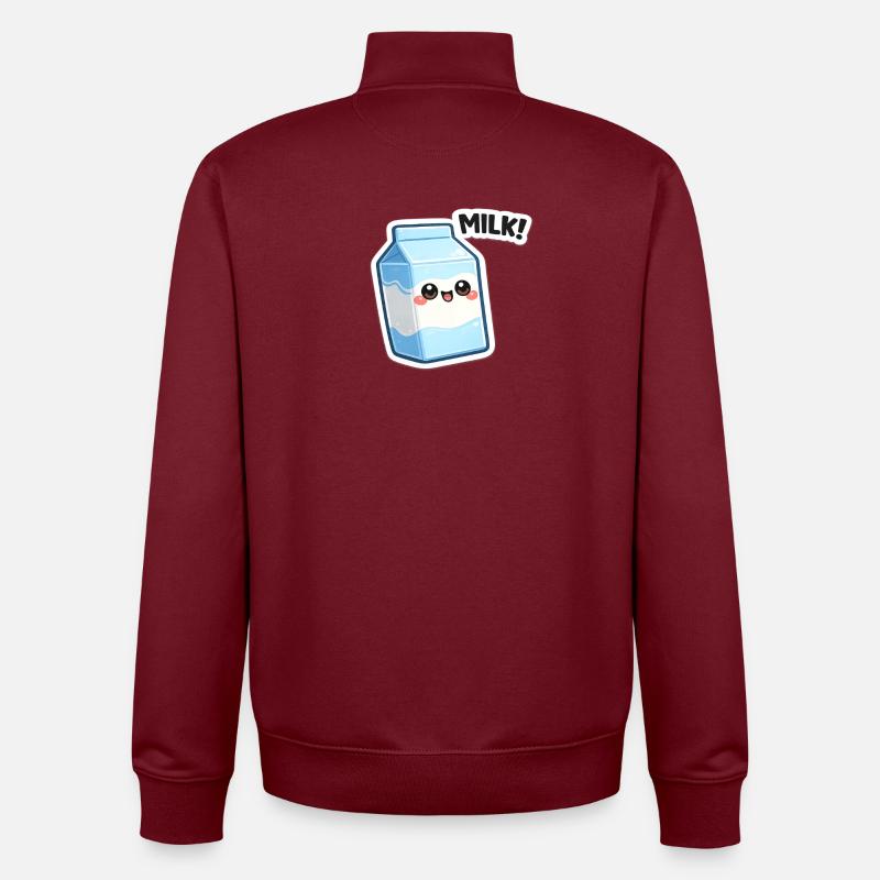 Conception des autocollants Kawaii Milchcarton - Sweat zippé unisexe en coton bio Stanley/Stella - bordeaux
