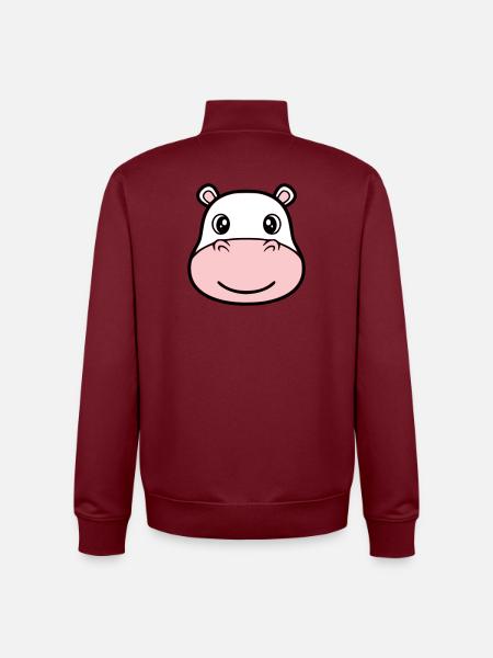 Hippopotamus Head Face Mask Smile - Unisex Organic Zip Sweatshirt by Stanley/Stella - burgundy