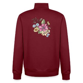  Florales Blütenmuster - Unisex Organic Zip Sweatshirt von Stanley/Stella - Burgunderrot - Hinten - AI Model Male 185 dark (185cm)