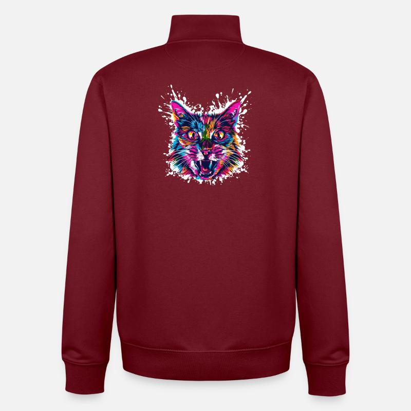 Graffiti d’art de chats - Sweat zippé unisexe en coton bio Stanley/Stella - bordeaux