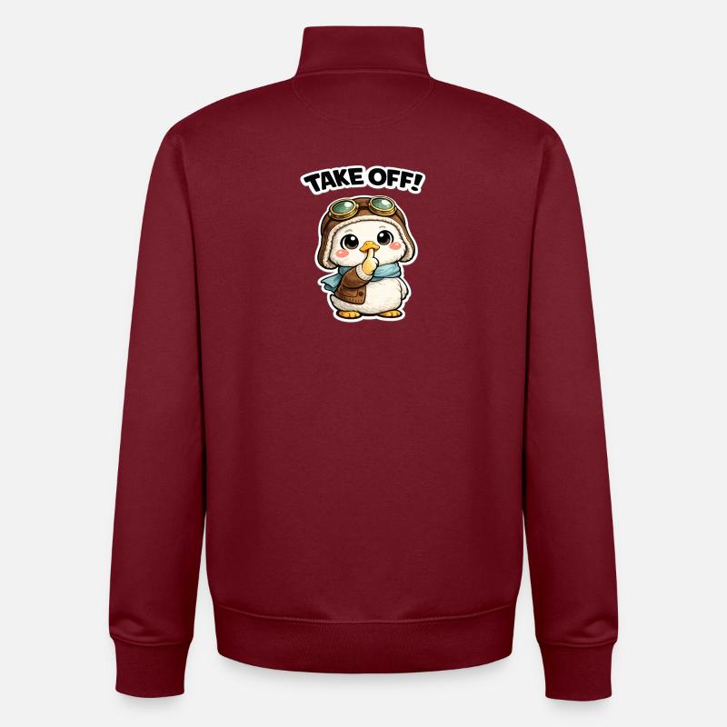 Décollage du Penguin Pilot - Sweat zippé unisexe en coton bio Stanley/Stella - bordeaux