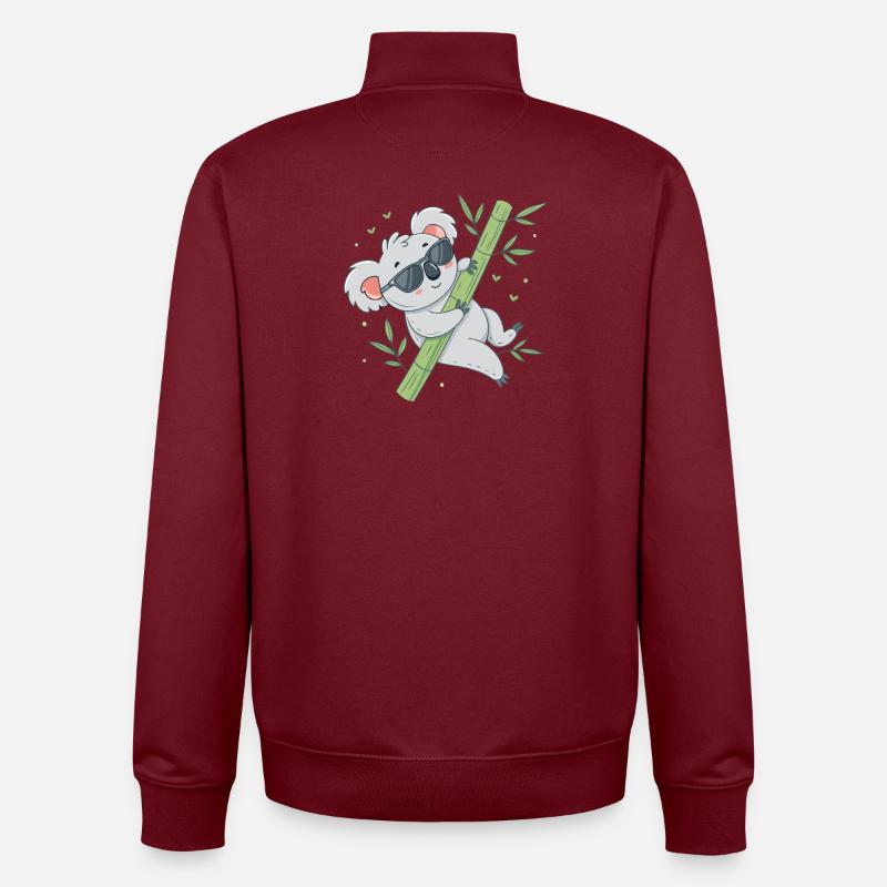 Koala auf Bambus mit Brille - Unisex Organic Zip Sweatshirt von Stanley/Stella - Burgunderrot