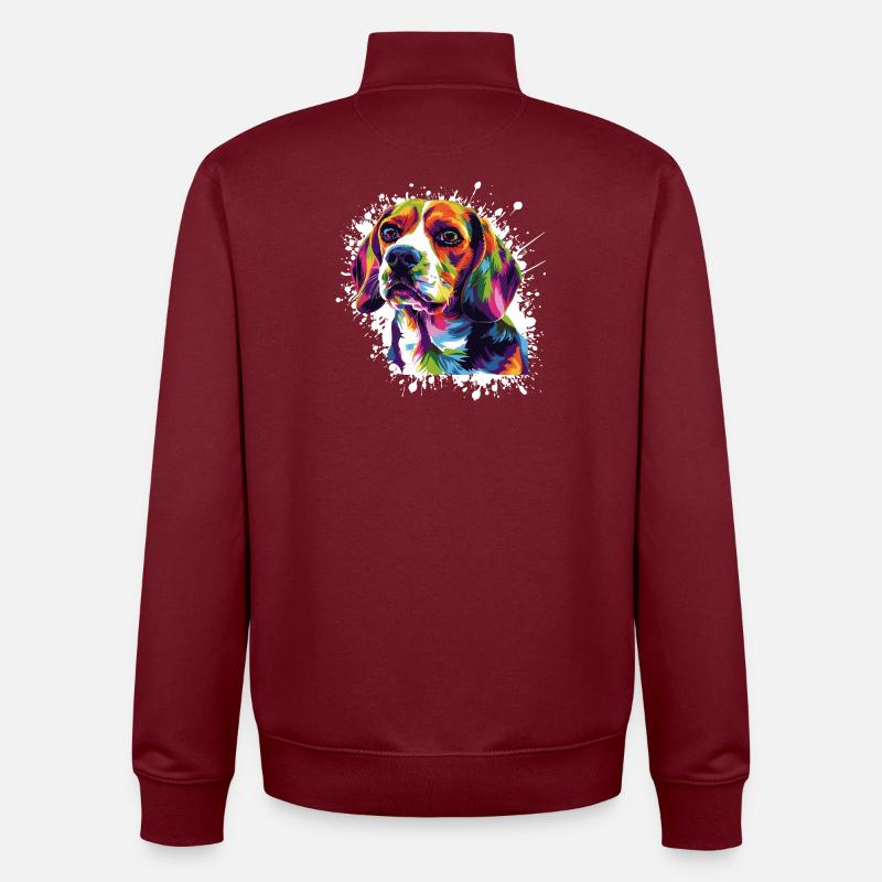 Hund Tier Kunst - Unisex Organic Zip Sweatshirt von Stanley/Stella - Burgunderrot