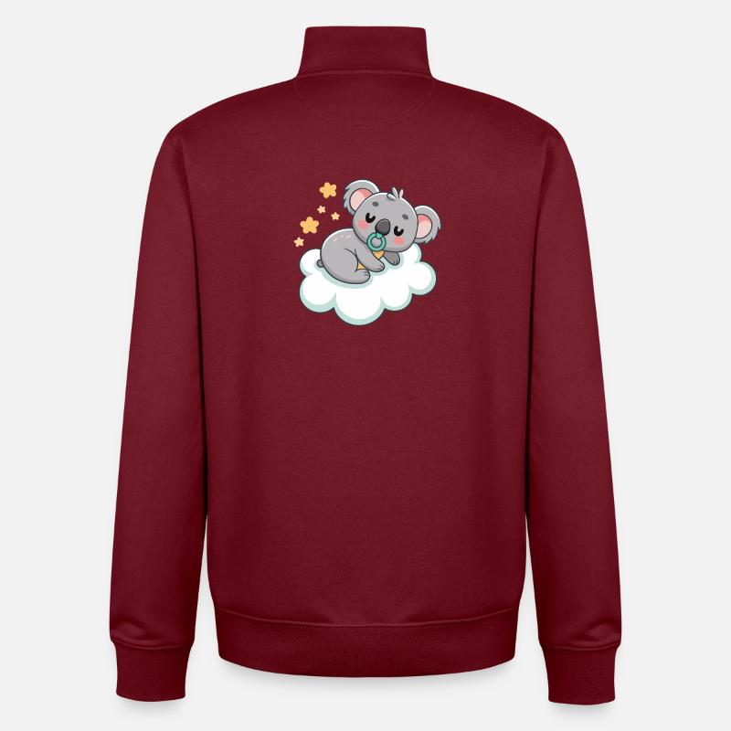 Bébé Koala rêveur sur nuage pastel - Sweat zippé unisexe en coton bio Stanley/Stella - bordeaux