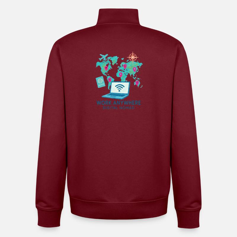 Telearbeit – Telearbeit – Voll-Fernarbeit - Unisex Organic Zip Sweatshirt von Stanley/Stella - Burgunderrot