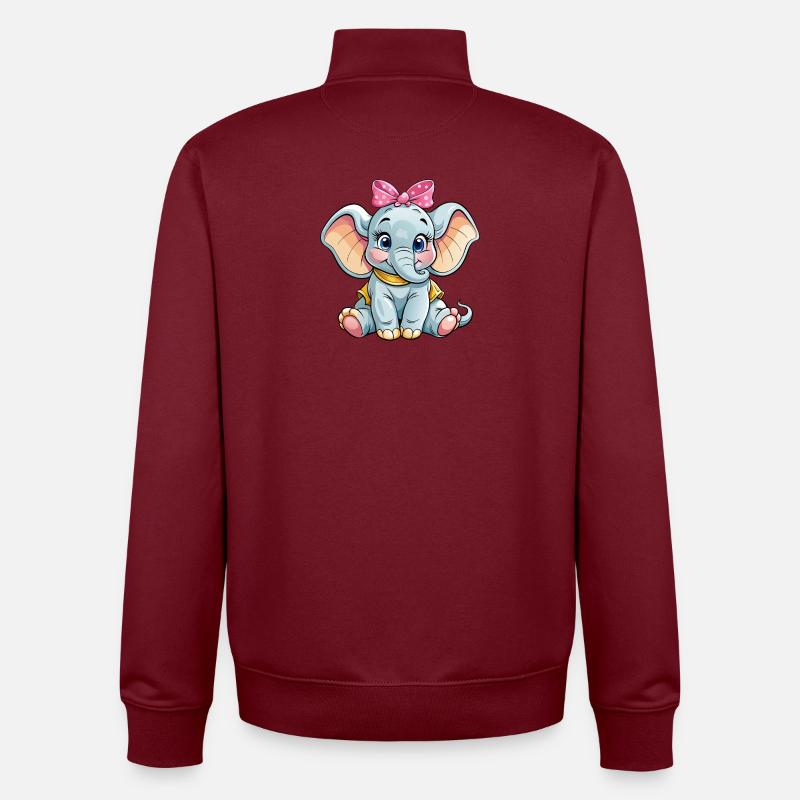 Bébé éléphant - Sweat zippé unisexe en coton bio Stanley/Stella - bordeaux