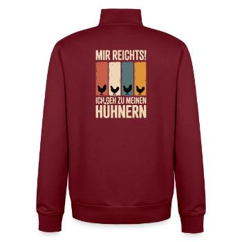 I've had enough - I'm going to my chickens - Unisex Organic Zip Sweatshirt by Stanley/Stella - burgundy - Back - AI Model Male 185 dark (185cm)