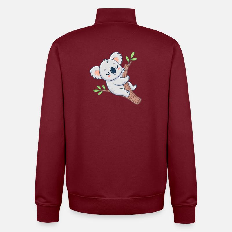 Koala rêveur sur branche joyeuse - Sweat zippé unisexe en coton bio Stanley/Stella - bordeaux
