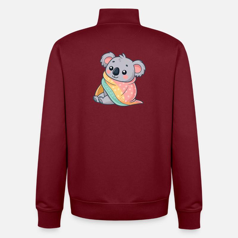 Koala cosy sous couverture - Sweat zippé unisexe en coton bio Stanley/Stella - bordeaux